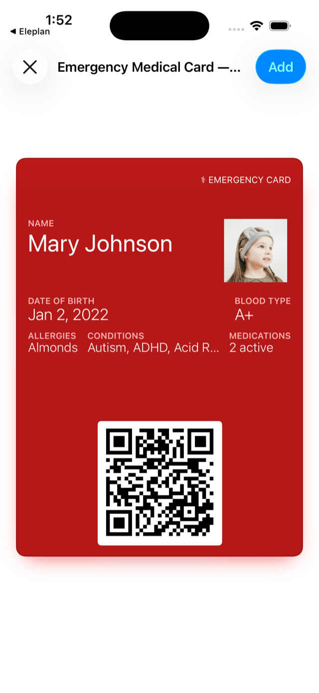 Emergency medical card